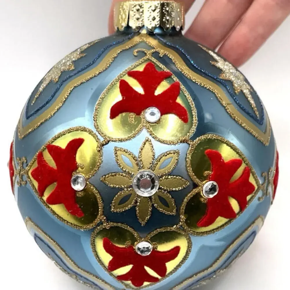 Velvet Rhinestone Glass‎ Christmas Ornament 4